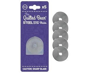 The Quilted Bear Rotary Blades 18mm - Precise Cutting & Long Lasting Easy Replace Universal Replacement Rotary Cutter Blades for Quilting & Sewing Rotary Cutters (18mm, 5 Blades)