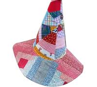 The Quilted Witch Hat, Handcrafted Folk Art Hat, The Prairie Misfit Handmade Quilt Witch Hats, For Cosplay And Halloween (E)