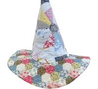The Quilted Witch Hat, Handcrafted Folk Art Hat, The Prairie Misfit Handmade Quilt Witch Hats, For Cosplay And Halloween (C)