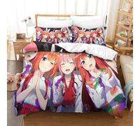 The Quintessential Quintuplets Quilt Cover 3D Printed Anime Duvet Cover Comforter Covers for Boys Girls Soft Microfiber Bedding Set with Zipper Closure with Pillow Cases 3 Pieces Double（200x200cm）
