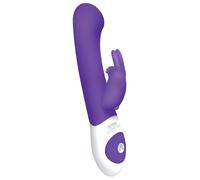 The G-Spot Rabbit Vibrator Rechargeable with Vibrating Massage Shaft (Purple)