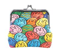 The Rabbit Pattern in The Easter Egg Lock Coin Purse, Microfiber Leather Vintage Clasp Change Pouch for Women, 4.52×4.13in
