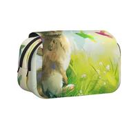 The rabbit yearning Double-Clamshell Printed Pen Pouch, Oxford Organizer