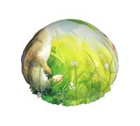 The rabbit yearning Reusable shower cap - double-layer waterproof, elastic, environmentally friendly daily use shower cap