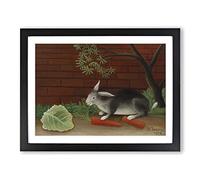 The Rabbit's Meal By Henri Rousseau Classic Painting Framed Print | A3 Black Framed Wall Art | Ready to Hang | Classic Animal Picture | Living Room Bedroom Lounge Office