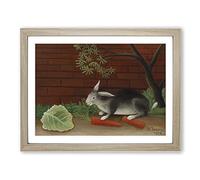 The Rabbit's Meal By Henri Rousseau Classic Painting Framed Print | A4 Oak Framed Wall Art | Ready to Hang | Classic Animal Picture | Living Room Bedroom Lounge Office