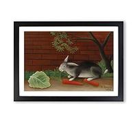 The Rabbit's Meal by Henri Rousseau Framed Print | A2 Black Framed Wall Art | Ready to Hang | Modern Animal Picture | Living Room Bedroom Lounge Office