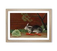 The Rabbit's Meal by Henri Rousseau Framed Print | A2 Oak Framed Wall Art | Ready to Hang | Modern Animal Picture | Living Room Bedroom Lounge Office