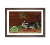 The Rabbit's Meal by Henri Rousseau Framed Wall Art Print A2 Walnut