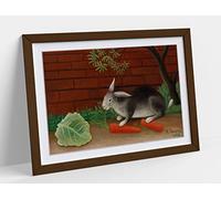 The Rabbits Meal Henri Rousseau Framed Wall Art Print Picture - A1 - Walnut Frame