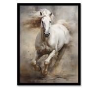 The Race By Tom French Galloping Horse Majestic Powerful Modern Art Print Framed Poster Wall Decor 12x16 inch Artery8 Black W12 inch x H16 inch