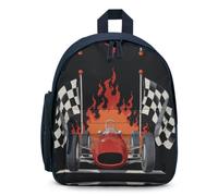 The Racing Car And Flags Mini Backpack for Work Travel | Small Lightweight Basic Daypack Carry On Bags
