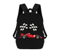 The Racing Car with Flags 17 Inch Backpack for Work Travel | Lightweight Basic Daypack Carry On Bags