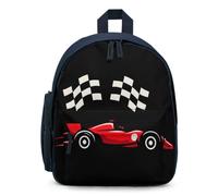 The Racing Car with Flags Mini Backpack for Work Travel Blue | Small Lightweight Basic Daypack Carry On Bags