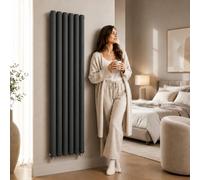 The Radiator Hub AURA 1600 x 360mm Anthracite Single Oval Vertical Designer Radiator, Tall 6 Oval Column Tubes Wall Mounted Central Heating Radiator for Bathroom, Kitchen, Hallway & Living Room