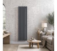THE RADIATOR HUB Aura Single Flat Vertical Designer Radiator 1800x376mm - High BTU Heat Output with 5-Tube Heat Circulation - Wall Mounted Central Heating Compatible Radiator for Bedroom - Anthracite