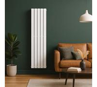 The Radiator Hub AURA Vertical Radiator 1800mm x 376mm White, 5 Flat Bar Single Flat Panel Radiator, Designer Central Heating Wall Mounted for Bathroom Kitchen Hallway Bedroom Living Room