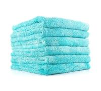The Rag Company - Eagle Edgeless 450 (6-Pack) Professional Korean 70/30 Blend Super Plush Microfiber Detailing Buffing Polishing Drying Towels for Cars 16x16 in, Teal Blue