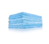 The Rag Company - The Blue Collar - Premium 70/30 Blend Microfiber Detailing Towels; Dual Pile Weave with Soft Paint Safe Safe Border; Long Lasting and Tough; 380gsm, 16in x 24in, Light Blue (6-Pack)