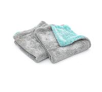 The Rag Company - The Liquid8r - Absorbent 70/30 Blend Microfiber Drying Towel for Cars, Trucks, SUVs, Twist Loop, 1100gsm, 16in x 16in, Aqua Blue/Grey (2-Pack)