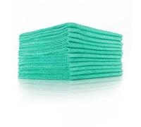 The Rag Company - The Pearl - Professional Microfiber Detailing Towel for Ceramic Coating Leveling and Sealant Removal, Safe and Scratch-Free with No Tags, 320gsm, 16in x 16in, Green -12 Pack
