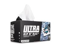 The Rag Company - Ultra Rip N' Rag XL Premium Reusable Pearl-Weave Microfiber Towels for Coatings, Glass, Detailing, Home, RV and More - 50 Count - Quality 70/30 Blend - 280gsm 16" x 16" - White