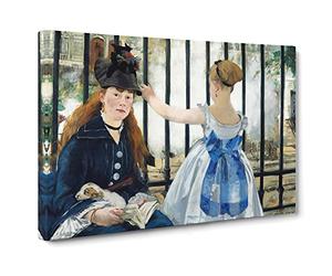 The Railway By Edouard Manet Canvas Print | Gallery Wrapped 30mm Frame Wall Art | 24x16 inches | Ready to Hang | Classic Picture | Living Room Bedroom Lounge Office
