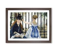 The Railway By Edouard Manet Classic Painting Framed Wall Art Print, Ready to Hang Picture for Living Room Bedroom Home Office Décor, Walnut A4 (34 x 25 cm)
