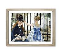 The Railway By Edouard Manet Classic Painting Framed Wall Art Print, Ready to Hang Picture for Living Room Bedroom Home Office Décor, Oak A2 (64 x 46 cm)