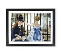 The Railway By Edouard Manet Classic Painting Framed Wall Art Print, Ready to Hang Picture for Living Room Bedroom Home Office Décor, Black A2 (64 x 46 cm)