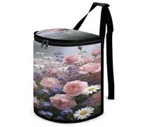 The Rain Moistens The Flower Path Car Trash Can with Lid Leak Proof Automotive Garbage Can Large Capacity Vehicle Trash Bin Waterproof Truck Garbage Bag Portable Garbage Bin Multipurpose Car Organizer