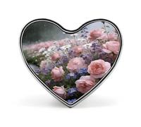 The Rain Moistens The Flower Path Lapel Pin Elegant Heart Shape Brooch Badge Funny Personalized Button Badge Fashion Cute Heart Brooch Pins for Bag Jacket Clothes Accessories