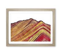The Rainbow Mountains Of Peru Painting Modern Art Framed Wall Art Print, Ready to Hang Picture for Living Room Bedroom Home Office Décor, Oak A2 (64 x 46 cm)