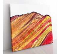 The Rainbow Mountains Of Peru Painting Modern Canvas Wall Art Print Ready to Hang, Framed Picture for Living Room Bedroom Home Office Décor, 50x50 cm (20x20 Inch)