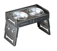 The raised dog bowl, designed as a height-adjustable stand, is fantastic. It includes two 20 cm-diameter stainless steel bowls and fits small, medium & large dog breeds perfectly.
