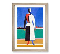 The Rake by Kazimir Malevich Framed Print | A2 Oak Framed Wall Art | Ready to Hang | Modern Nature Picture | Living Room Bedroom Lounge Office