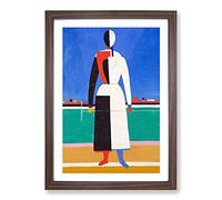 The Rake by Kazimir Malevich Framed Print | A2 Walnut Framed Wall Art | Ready to Hang | Modern Nature Picture | Living Room Bedroom Lounge Office