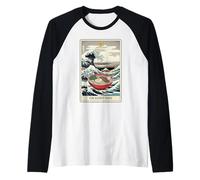 The Ramen Wave Tarot Card Funny Great Wave Off Kanagawa Raglan Baseball Tee