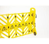 The Ramp People Expandable Barrier on Wheels - Black and Yellow Safety Barrier (Expands to 3.8m) Compact Pedestrian Safety Barricade