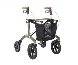 The Ramp People Saljol Allround Rollator - Forest Green - Medium Outdoor Folding Walker With Seat, Bag & Backrest