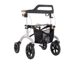 The Ramp People Saljol Allround Rollator - Grey - Medium 4-Wheeled Outdoor Walking Aid With Seat, Bag Adjustable All Terrain