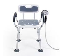 The Ramp People Shower Seat with Back Support & Easy Grip Arms | Supportive Shower Chair for Elderly Disabled 200kg Capacity Lightweight Aluminium Non-slip Drainage Showerhead Holder