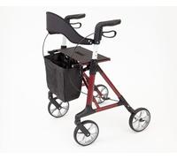 The Ramp People TRP7 Folding Rollator Walker (Red) | Lightweight 4-wheeled Rollator with Seat, Bag & Backrest | VAT Relief Available