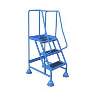 The Ramp People Warehouse Ladder - Mobile With Platform & Handrails - Steel Step Ladder on Wheels (3 Treads (825mm Platform Height))