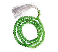 The Rapid Maturation Green Beaded Tasbih with Tassel, 108 Beads, Crackled Glass Necklace