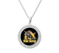 The Rat King Cute Pendant Necklace Round Diamond Necklace Silver-Color Jewelry Charms for Women