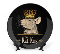 The Rat King Personalized Bone China Decorative Plate Ceramic Decorative Plates with Display Stand for Home Office Decor