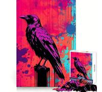The Raven Abstract Art Jigsaw Puzzles 1000 Pieces for Adults Memory Boost Warm Time Image Assembly Fine Art Piece (50x75cm)