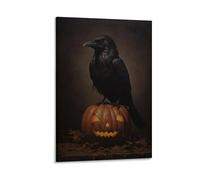 The Raven Halloween Victorian Gothic Crow Macabre Horror Wall Art Paintings Canvas Prints Poster Artwork for Living Room Bedroom Bathroom Office Home Decor 12x18inch(30x45cm)