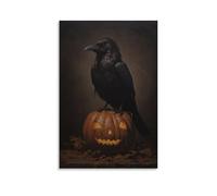 The Raven Halloween Victorian Gothic Crow Macabre Horror Wall Art Paintings Canvas Prints Poster Artwork for Living Room Bedroom Bathroom Office Home Decor 20x30inch(50x75cm)